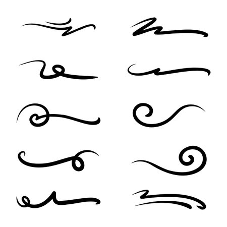 Soft waving underline strokes hand drawn with modern line artのイラスト素材