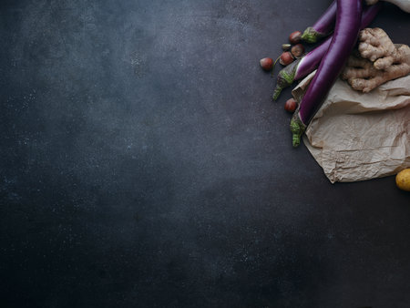 Top view groceries, vegetarian healthy ingredients for cooking a dinner on a white backgroundの写真素材