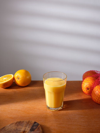 Freshly pressed orange juice for breakfastの写真素材