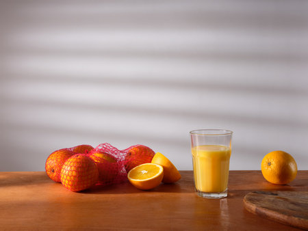 Freshly pressed orange juice for breakfastの写真素材