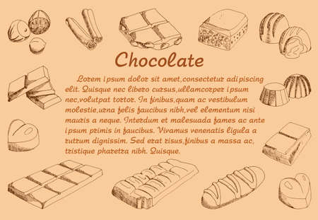 Drawn set of chocolate, vector illustrationのイラスト素材