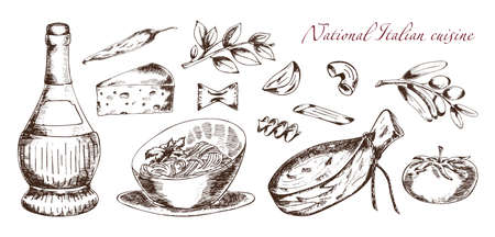National Italian cuisineのイラスト素材
