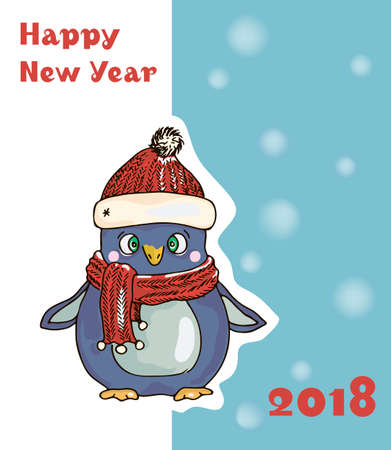 New year card with a penguinの写真素材