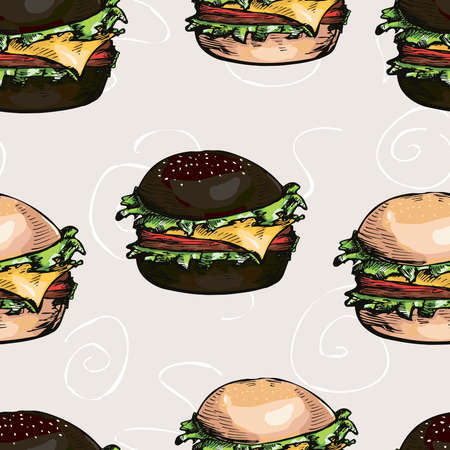 Seamless pattern of hamburgersのイラスト素材