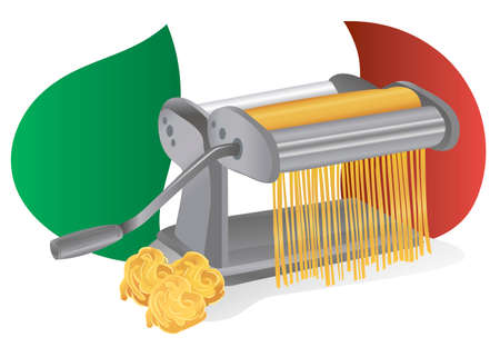 Italian cuisine. Making delicious pasta.のイラスト素材