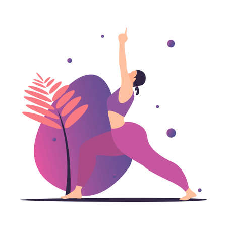 Flat concepts by doing yoga, pose, asana, outdoors in the Park and on bright backgrounds.のイラスト素材