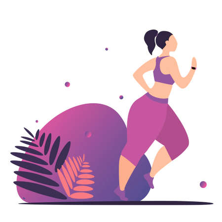 Running step. Runner from start to finish. Side view. Abstract colorful vector illustration. For poster, label, banner, web.のイラスト素材