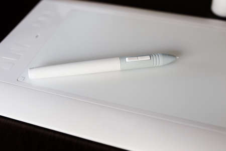 White Pen graphics tablet with the red buttonの写真素材