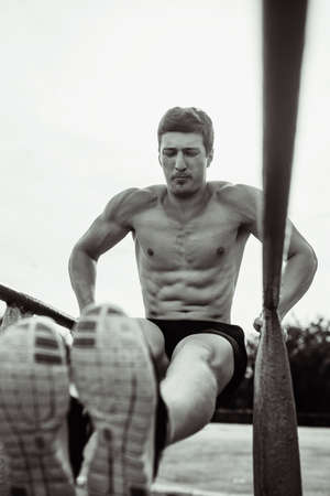 sport day guy pushed his torso on the site free outdoor summer