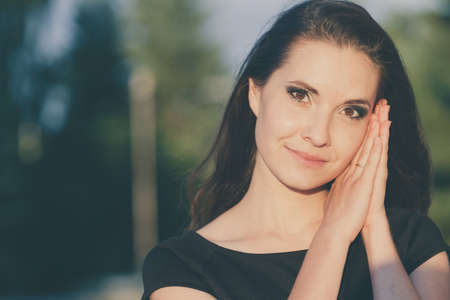 portrait of a beautiful young  girl  outdoors at the day time