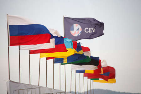 European Championship CEV and flagsのeditorial素材