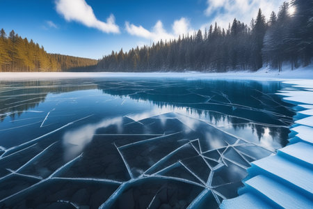 Beautiful winter landscape. Lake Baikal in Siberia, Russiaの素材