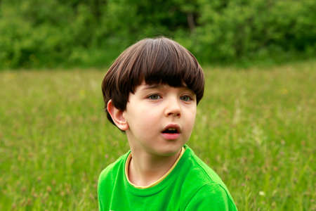 Portrait of 5 years boy in natureの写真素材