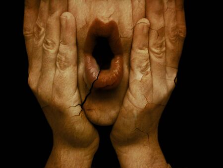 Young women with wrinkles.Facial treatment                            の写真素材