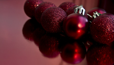 christmas balls with glitterの写真素材