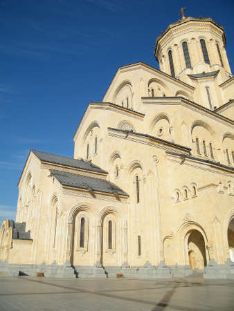 The biggest Orthodox cathedral church in Caucasus area - St. Trinity or Sameba Cathedral in Tbilisi, Republic of Georgia の写真素材
