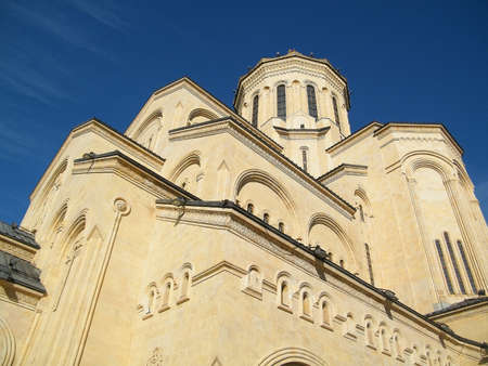 The biggest Orthodox cathedral church in Caucasus area - St. Trinity or Sameba Cathedral in Tbilisi, Republic of Georgia の写真素材