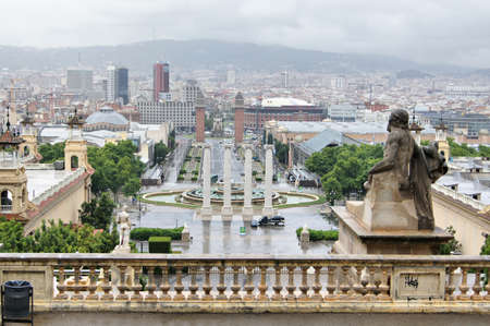 View to Barcelona city in rainy dayのeditorial素材