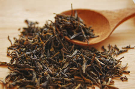 Closeup of set of China tea on bamboo mat                   の写真素材