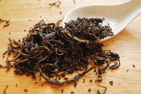Closeup of set of China tea on bamboo mat                     の写真素材