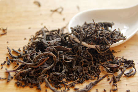 Closeup of set of China tea on bamboo mat                     の写真素材
