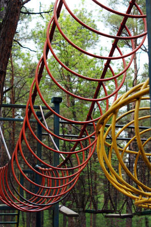 Colorful children playground in the city park without childrenの写真素材
