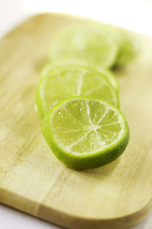 Fresh lemon on a wooden board