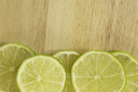 Citrus lemon border on wooden tableの写真素材
