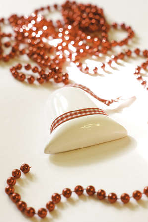 Closeup of Christmas decoration: balls and ribbons
