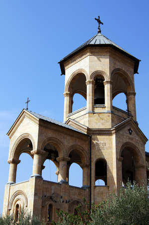 The biggest orthodox cathedral of Caucasus region - St. Trinity or Sameba cathedral in Tbilisi,...