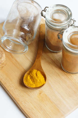 closeup of different georgian spicesの写真素材