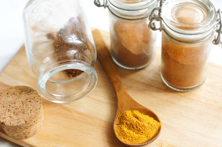 closeup of different georgian spicesの写真素材