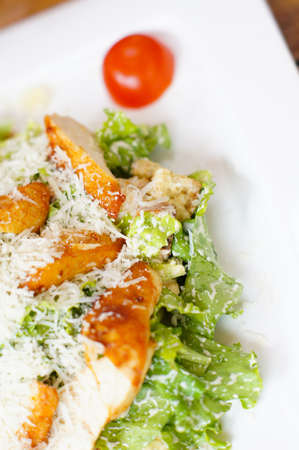 closeup of Cesar salad on the plateの写真素材