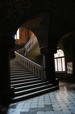 Entrance hall and staricase of National Library of Georgia in Old Tbilisiのeditorial素材