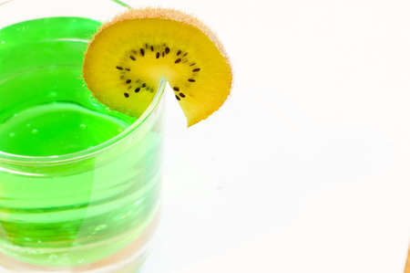 Healthy breakfasr: closeup of kiwi juice and fruitの写真素材