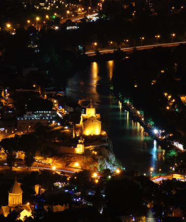 Night overview: Tbilisi city from the Saint mount (Mtatsminda)の写真素材