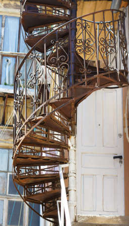 Old spiral staircase in Old Tbilisiの写真素材