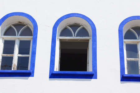Traditional aegean architecture; narrow streets of Bodrum Old town, Turkeyの写真素材