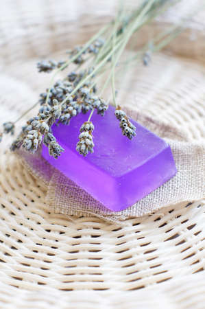 Spa: lavander soap and bath saltの写真素材