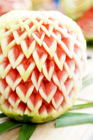 Different vegetables carvings on the buffet tableの写真素材