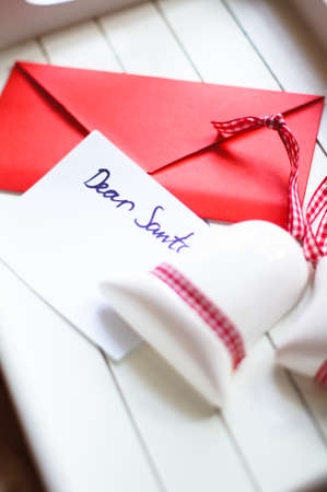 Christmas letter to Santa Claus and different holiday decoration