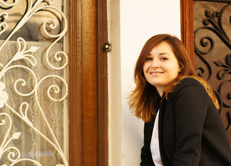 Portrait of beautiful woman outdoor on the streets of old town