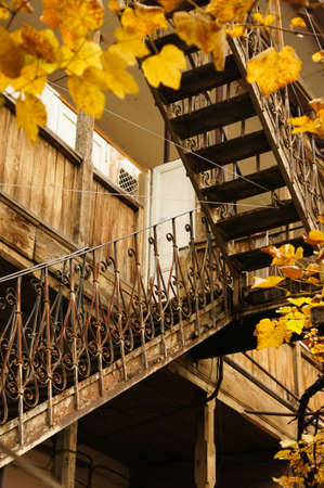 Old spiral staircase in Old Tbilisiの写真素材