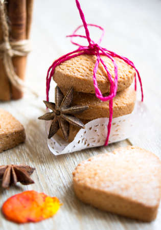 Cookies on the wooden tableの写真素材