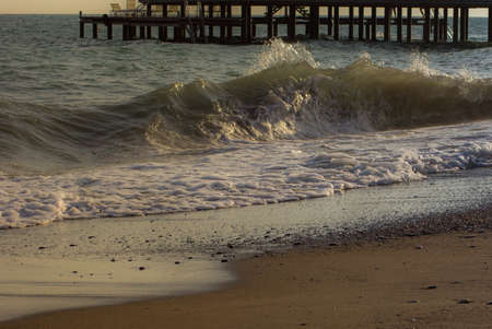 Soft wave of the sea on the sandy beachの写真素材