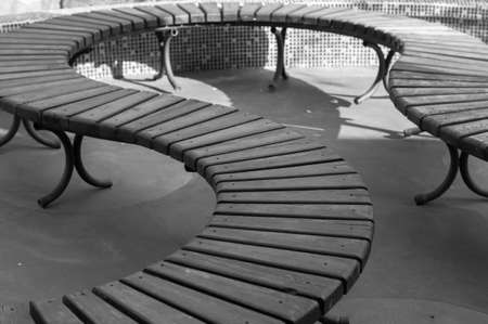 Park bench outdoor in black&whiteの写真素材