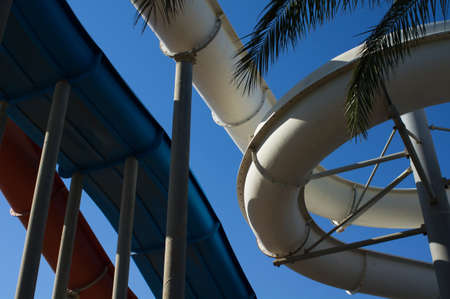Aqua-park water hills on the sea shoreの写真素材