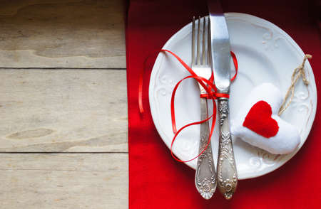 Table set for celebration St. Valentine's Dayの写真素材