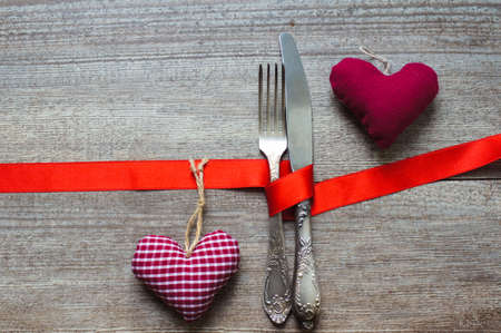 Table set for celebration St. Valentine's Dayの写真素材