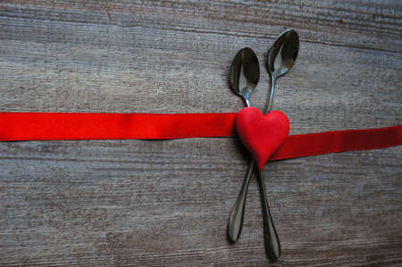 Table set for celebration St. Valentine's Dayの写真素材